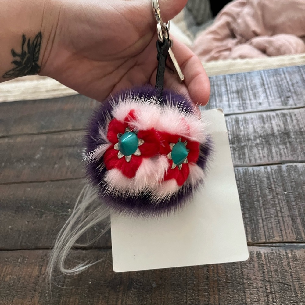Fendi Purple and Red Floral Key Holder